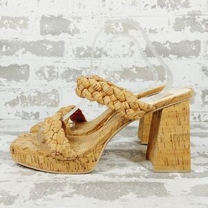 New Dolce Vita Womens Ashby Tan Faux Leather Open Toe Platform Sandals D798